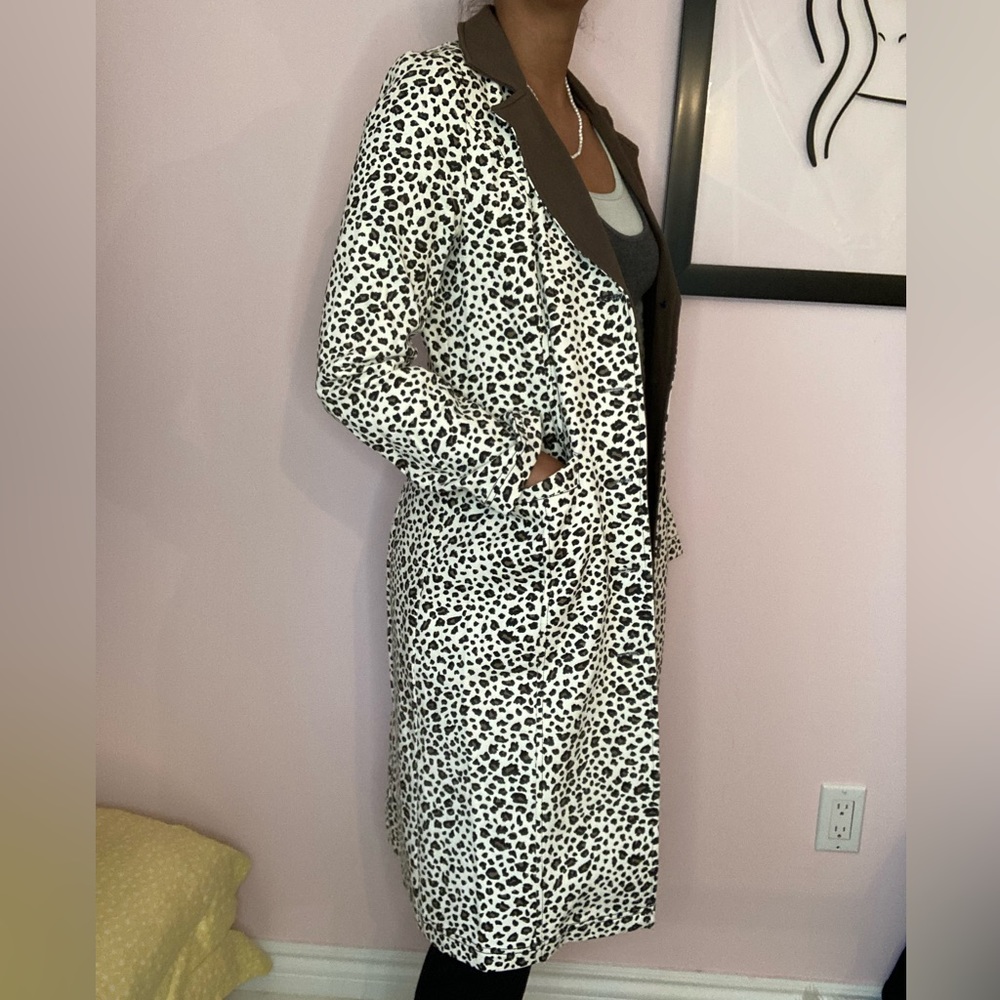 Moon river long cheetah print denim jacket - Picture 4 of 8